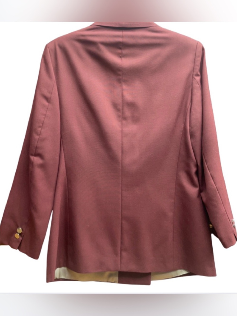 Vintage 1970s Burberrys Burgundy Double Breasted Blazer Jacket Sz S - Picture 2 of 7